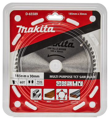 Диск пильный 185×30×2.2 мм, 60 зубов, для дерева, Makita D-65589