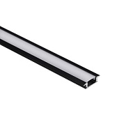 Профиль алюминиевый врезной LIRA-1707 с экраном, цвет черный, 2м, в комплекте 4 заглушки и 4 крепления, AKS 121505