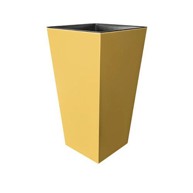 Кашпо для цветов со вставкой "ЖА смИН",16×16×26 см, вставка 15 см, горчичный Гарденпласт 00224