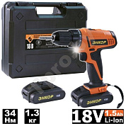 Дрель-шуруповерт аккумуляторный ДША-2 18ЭР/10ЛМ Энкор (50026)
