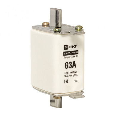 Плавкая вставка ППН-33 160/ 63А габарит 00 EKF PROxima fus-33/160/63