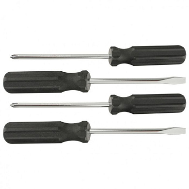 Набор отверток 4 шт., SL5 x 100,6 x 100, PH1 x 100, 2 x 100, углеродистая сталь, пластиковая рукоятка Sparta 13220