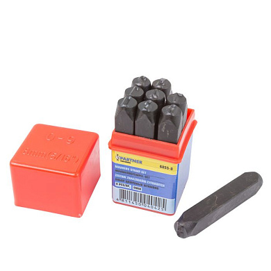 Набор цифровых штампов 9 пр., 8 мм, в пластиковом футляре Partner PA-6855-8