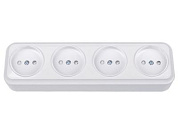 Розетка 4-ая (открытая, б/з, з/ш) белая, Вариант, Bylectrica РА16-0185