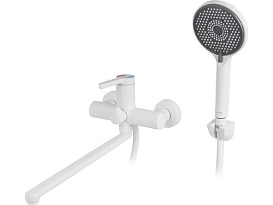 Смеситель для ванны Lt D35, серия Lotus белый, на стену, длинный поворотный L-излив A-five A5-0733