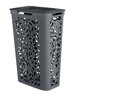 Корзина для белья Leaves 40л 440×275×635мм (серый) Полимербыт 4349425
