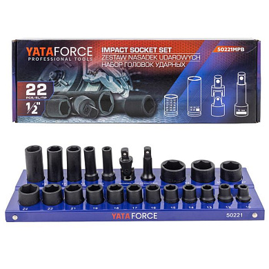 Набор головок ударных 1/2'', 22 пр., 6--гр. 10-27 мм YATAFORCE YF-50221MPB