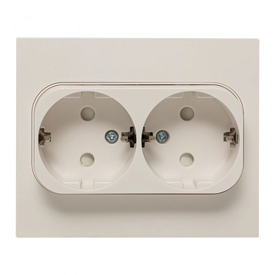 Стокгольм Розетка 2-местная с/з 16А автоматические клеммы белая с защ, штор, EKF PROxima EXR16-128-10