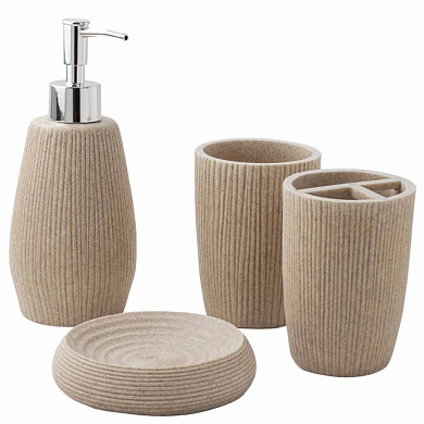 Набор для ванной комнаты 4 пр., мыльница, дозатор для мыла, подставка для зубных щеток, подставка для косметических аксессуаров La and Te beaute LT-BS-11