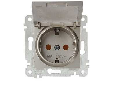 Розетка 1-ая, скрытая, без рамки, с/з, шторки, с крышкой, титан, RITA, 16 A, 250 V, IP 20, Mutlusan 22006110283