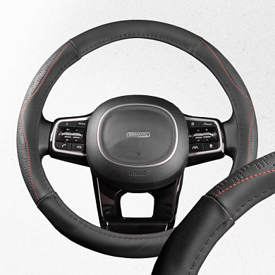 Оплетка экокожа M Art- Черная SKYWAY S01102340