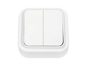 Выключатель 2 клав. (открытый, 6А) белый, Пралеска, Bylectrica А56-134