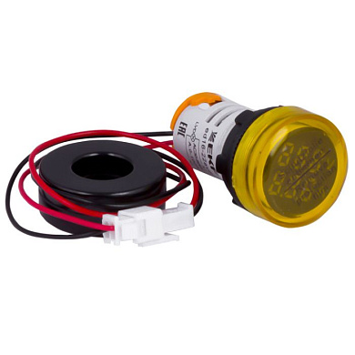 Индикатор значения тока и напряжения желтый ED16-22AVD 100А EKF PROxima в комплекте с трансформатором тока ed16-22avd-y