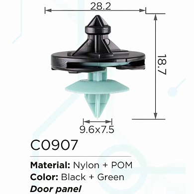 Клипса для крепления внутренней обшивки а/м европейских а/м/ Фиат пластиковая 100 шт/уп Forsage C0907[European car/Fiat]