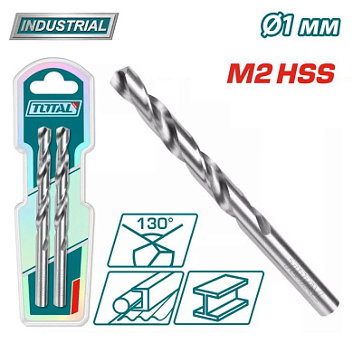 Сверло по металлу M2 HSS 1 мм TOTAL TAC1200102 (2шт.)