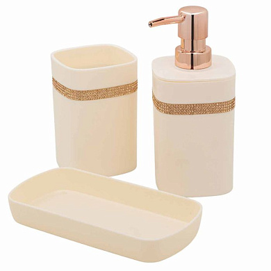 Набор для ванной комнаты 3 пр., дозатор для мыла, подставка для зубных щеток, лоток для аксессуаров La and Te beaute LT-BSP-11WH