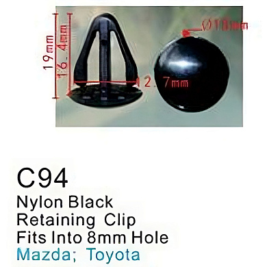 Клипса для крепления внутренней обшивки а/м Тойота пластиковая, 100 шт Forsage C0094(Toyota)