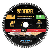 Пильный диск по ламинату ф250 х 30 мм, 80 зубьев Denzel 733877