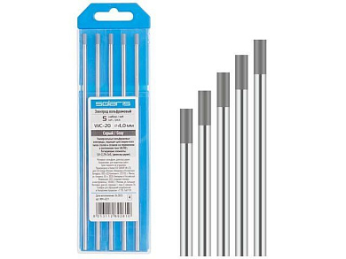 Электрод вольфрамовый серый WC-20, Ø4,0 мм, набор 5 шт Solaris WM-4521