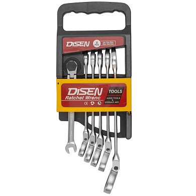 Набор ключей трещоточных с шарниром 8-17 мм, 6 пр. DISEN DSH1505F