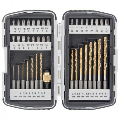 Набор бит SL, PH, PZ, Torx1/4'' и сверл, адаптер, CrV, 40 пр. Matrix11322