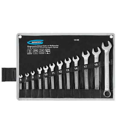 Набор ключей комбинированных 6-22 мм, 12 шт., CrV, холодный шт.амп Gross 15149