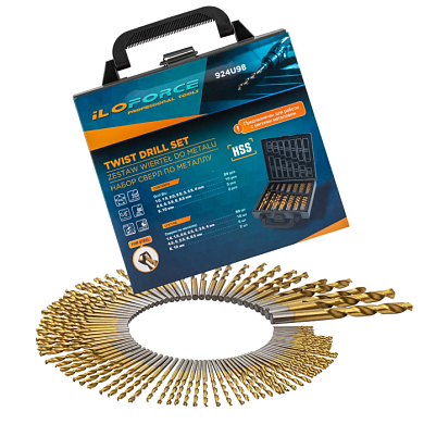 Набор сверл по металлу 1-10 мм 99 пр, для работы с мягкими металлами ILOforce IF-924U98