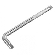 Вороток Г-образный, 250х50 мм, квадрат 1/2", CrV, матовый хром Denzel 14063