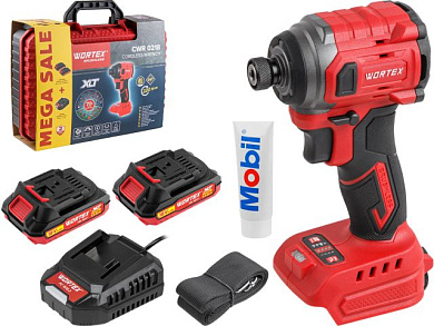 Аккум. ударный гайковерт/винтоверт CWR 0218 в чем. XLT 2x2 А*ч, БЕСЩЕТ., 18 В, 220 Н*м, внутр. шестигр. 1/4" WORTEX 1329731