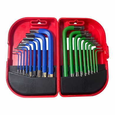 Набор ключей шестигранных с шариком 1.5-10 мм и TORX с отверстием T10-T50 18 пр CrV H-D HD-05639