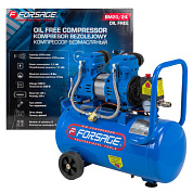 Компрессор поршневой с прямым приводом, 2 цилиндра, безмасляный, ресивер 24 л, 1.1 кВт, 8 бар, 210 л/м, 230В Forsage F-BM20/24 OIL FREE