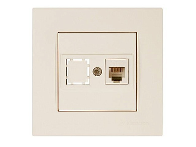 Розетка телефонная 1хRJ12, скрытая, RJ12, кремовая, RITA, Mutlusan 22201250102