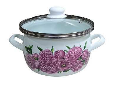 Кастрюля 4,0л (сфера) "Пионы пурпур." Сантэкс 1-2440112(Бл)(ПП)