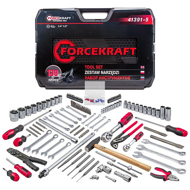 Набор инструментов 139 пр. 1/4"&1/2", 6-гр. ForceKraft FK-41391-5