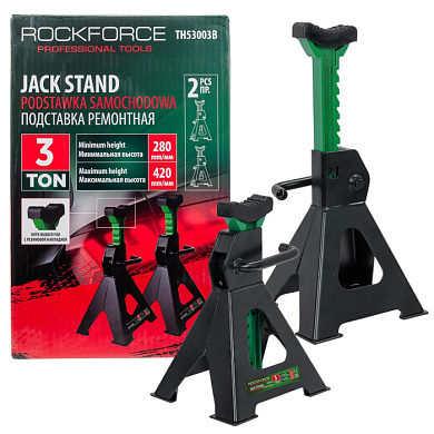 Подставка ремонтная с упорными пятками 3 т, 304-444 мм, к-т 2 шт RockForce RF-TH53003B