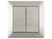 Выключатель 2-клав., скрытый, пруж. зажим титан, DARIA, Mutlusan 2120 402 0183