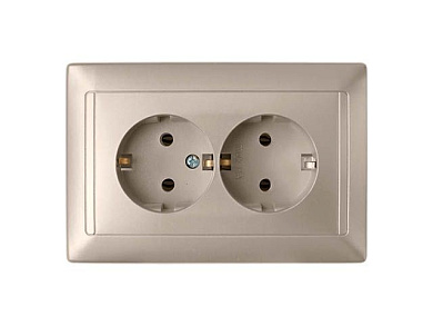 Розетка 2-ая (скрытая, с/з) шампань, Стиль, Bylectrica РС16-313шамп