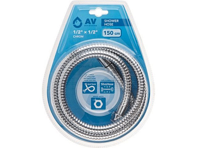 Шланг душевой SUS/EPDM, 1/2" г-г 150 см, хром, anti-twist, AV Engineering AVSSS-118