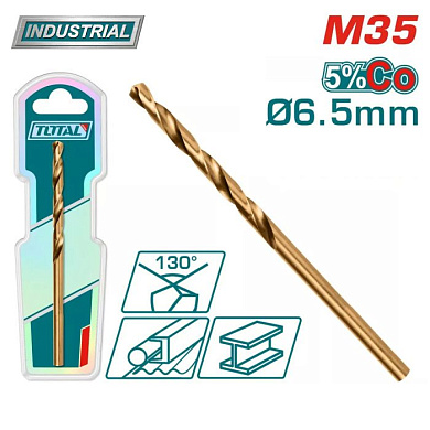 Сверло по металлу M35 HSS 6.5 мм TOTAL TAC11206501