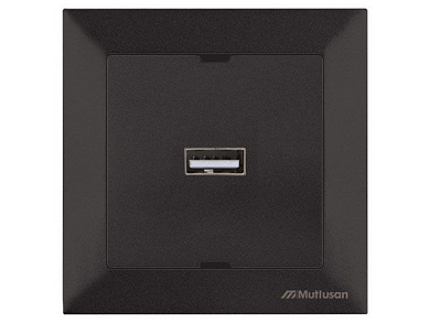 Розетка 1-ая USB, скрытая, черная, DARIA, Mutlusan 21204480184