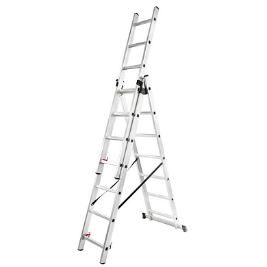Лестница комбинированная трехсекционная 3х11 ступенек, нагрузка 150 кг, ForceKraft FK-BL-E311