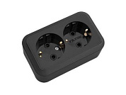 Розетка 2-ая (открытая, с/з) черная, Пралеска, Bylectrica РА16-261чер