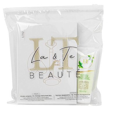 Набор Алоэ и зеленый чай, маска для лица, набор, массажный ролик+скребок гуаша La and Te beaute LT-50