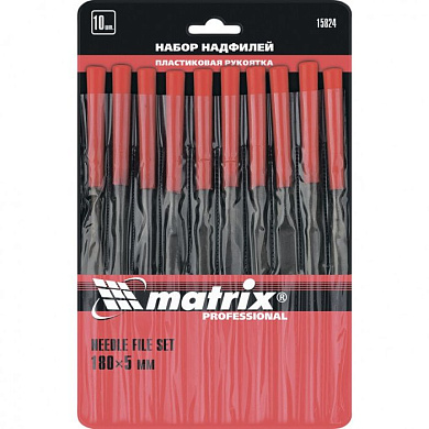 Набор надфилей, 180 х 5 мм, 10 шт., пластиковые рукоятки Matrix 15824