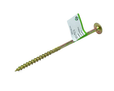 Саморез усиленный по дереву TORX40 8x180, прессшайба, желт. цинк, 1 шт ЕКТ B009204