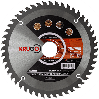 Диск пильный 190x30 мм, 48Т Krugo WA190048