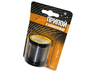 Припой ПОС 61 трубка, катушка ф1 мм, с канифолью, 100 гр в блистере Векта 191017