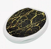 Крышка унитаза "Декор" "Черный мрамор" белая РУССПЛАСТ РП-813-ДЧМ