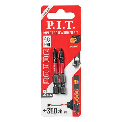 Бита ударная PH1x50 мм 2 шт в уп. PIT ASDR01-50PH1