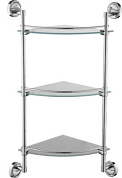 Полка в ванную угловая, сталь + стекло, хром Ledeme L3507-3